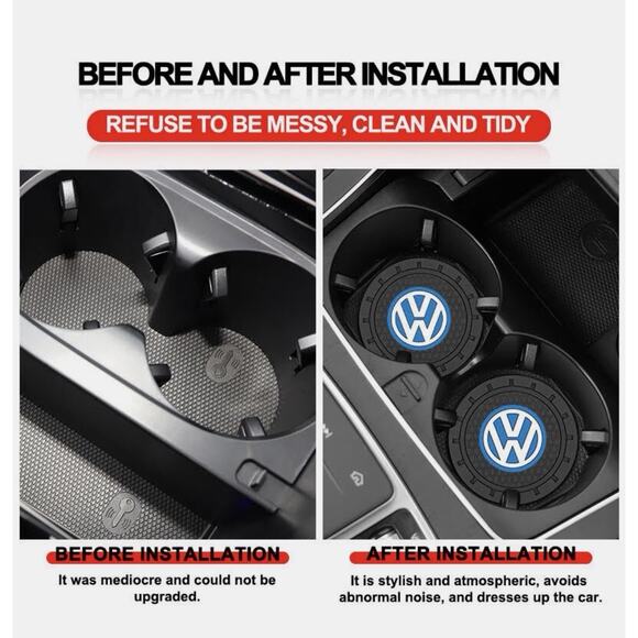 2PCS Volkswagen Car Cup Coaster No-Slip Silicone Water Cup Holder Waterproof Pad - Picture 6 of 7